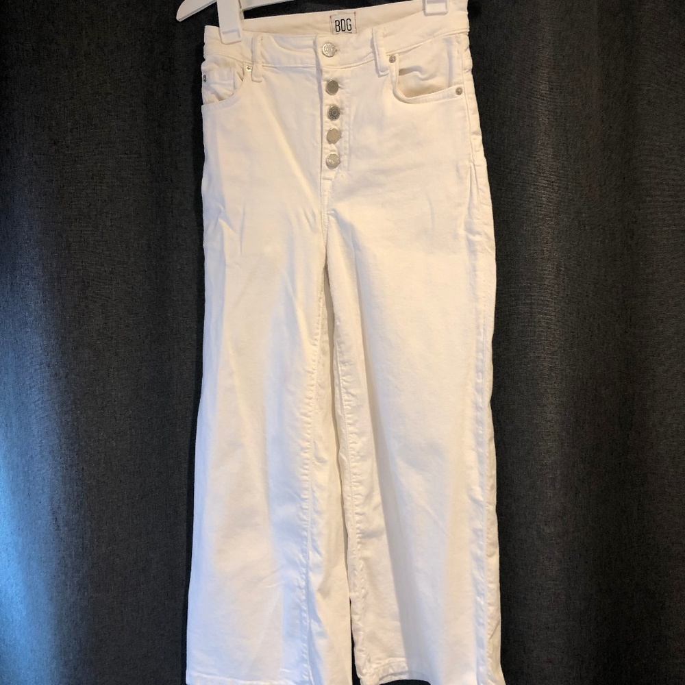 High Rise, Wide Leg White Jeans